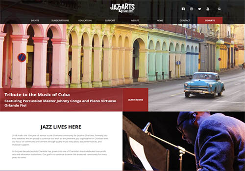 JazzArts Charlotte Website – Website / Nonprofit, 2019 MUSE Creative Awards Winner