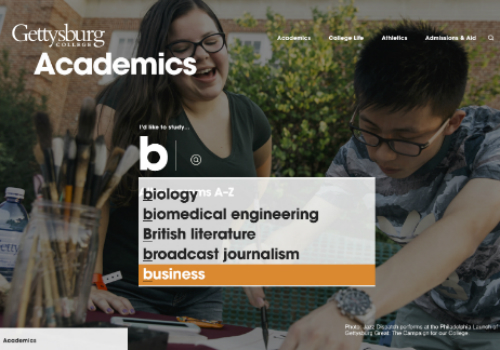 Gettysburg College Website Redesign – Website / Education, 2019 MUSE Creative Awards Winner