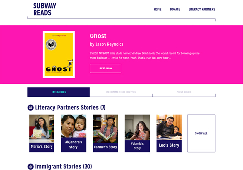 Subway Reads – Website / Nonprofit, 2019 MUSE Creative Awards Winner